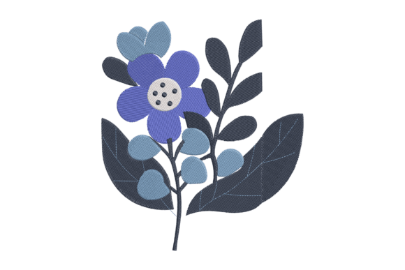 Blue Floral Modern Embroidery Art