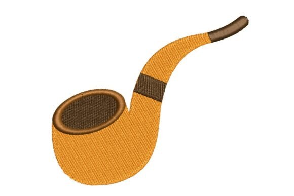 Classic Golden Smoking Pipe Embroidery Design