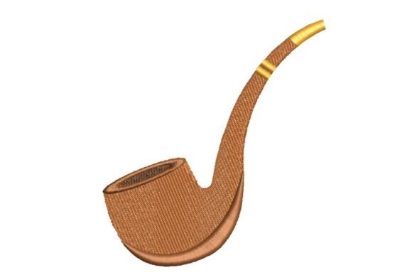 Classic Wooden Smoking Pipe Embroidery Design