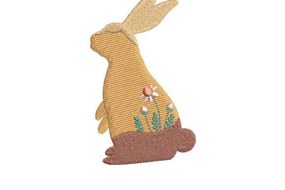 Floral Easter Bunny Silhouette Embroidery Design