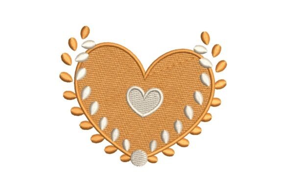 Golden Heart with Leaf and Inner Heart Embroidery Design