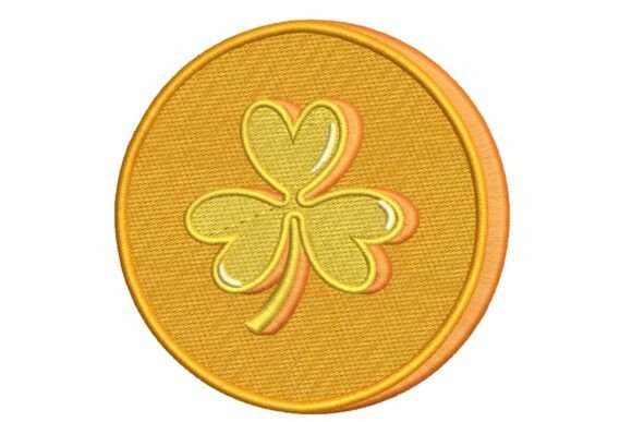 Golden Shamrock Coin Embroidery Design