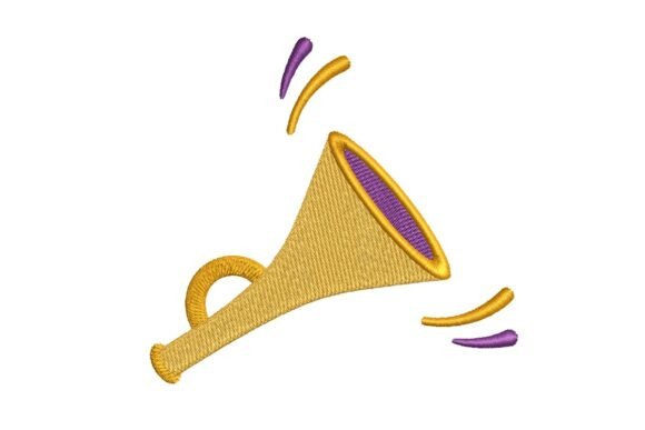 Golden Vuvuzela with Sound Waves Embroidery Design