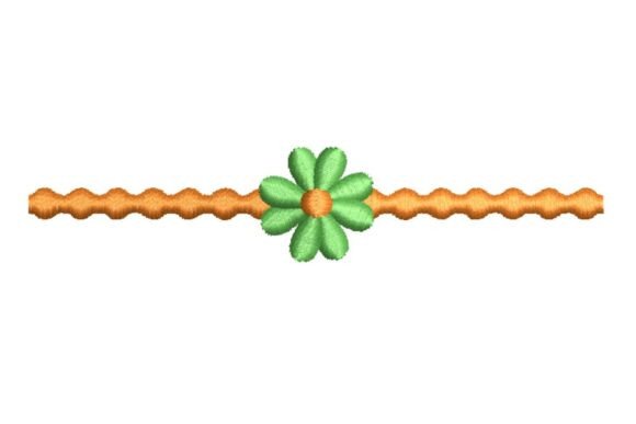 Green Flower on Wavy Line Embroidery Design
