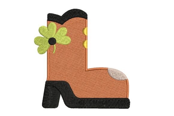 Lucky Shamrock Cowboy Boot Embroidery Design