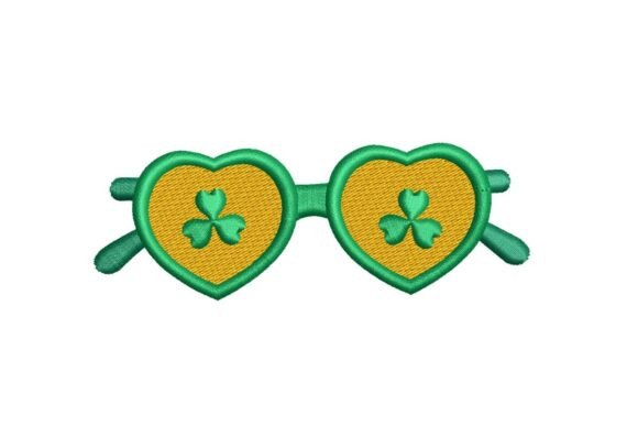 Lucky Shamrock Heart Sunglasses Embroidery Design