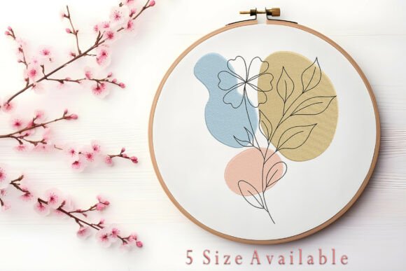Minimalist Floral Color Block Embroidery