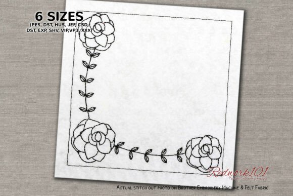 Nice Begonia Flower Redwork Embroidery