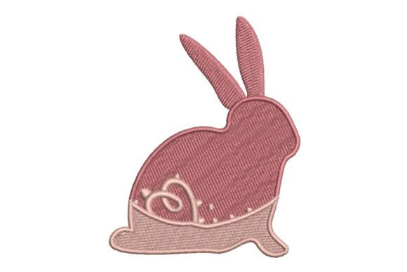 Pink Easter Bunny Silhouette Embroidery Design