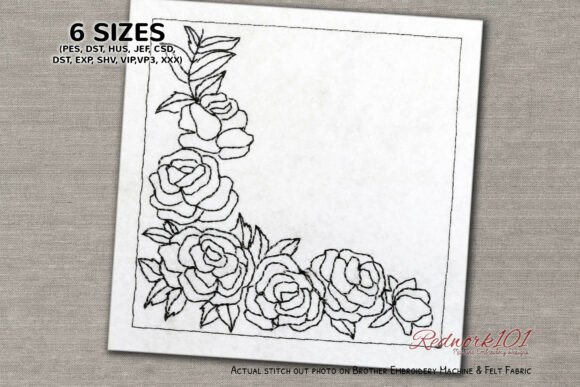 Pleasant Rose Flower Bluework Embroidery