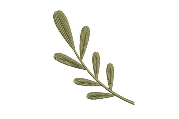 Stylized Olive Branch Embroidery Design