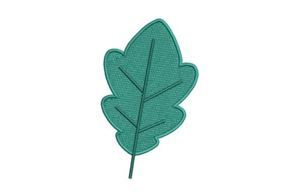 Stylized Teal Oak Leaf Embroidery Design