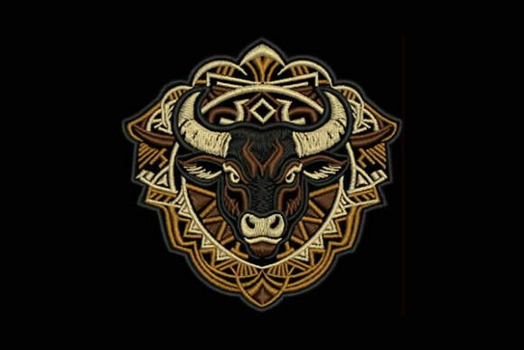 Tribal Bull Head Embroidery Design