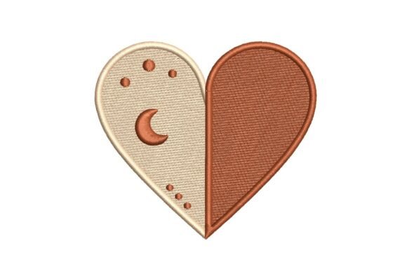 Two-Tone Celestial Heart Embroidery Design