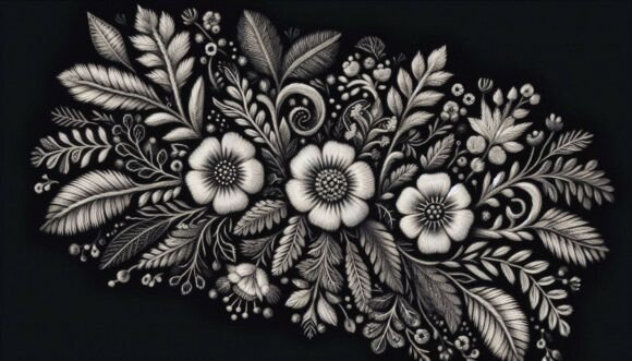 White Floral Embroidery Pattern – Charco